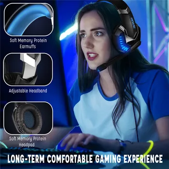 APUWiiO ERXUNG J30 PS4 PC Gamer Headset Stereo Surround Sound Bass gier słuchawki z mikrofonem LED Light dla nowego telefonu Xbox One