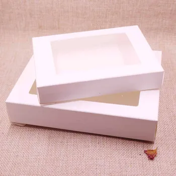 Archiwalne/kość słoniowa pudełko papier pudełko pakiet z przezroczystym oknem PCV cukierki pamiątki arts&Kraft display package box 10 szt.