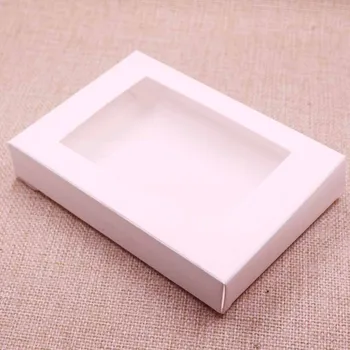 Archiwalne/kość słoniowa pudełko papier pudełko pakiet z przezroczystym oknem PCV cukierki pamiątki arts&Kraft display package box 10 szt.