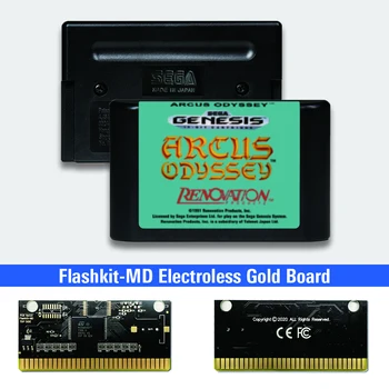 Arcus Odyssey - USA Label Flashkit MD Electroless Gold PCB Card dla konsoli Sega Megadrive Genesis