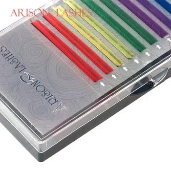 Arison 12rows/taca, 6 kolorów ,tęczowej przedłużanie rzęs ,sztuczne rzęsy koloru norek,kolorowe przedłużanie rzęs rzęsy