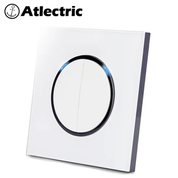 Atlectric 1 2 3 4 Gang 1 2 Way Home Power Light Switch ON / OFF Button Switch Lamp Light USB EU FR France Socket szklany panel