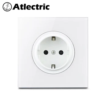 Atlectric 1 2 3 4 Gang 1 2 Way Home Power Light Switch ON / OFF Button Switch Lamp Light USB EU FR France Socket szklany panel