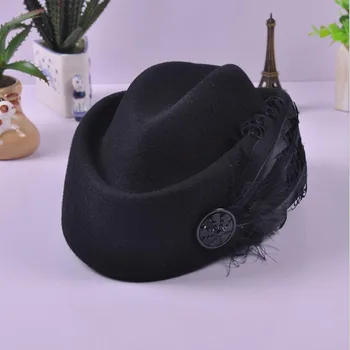 Australijskie kapelusze, eleganckie wełniane pióra cebulę drogi oddechowe stewardessy białe damskie filcu czapki formalne Lady kapelusz królewski styl DomeChapeu