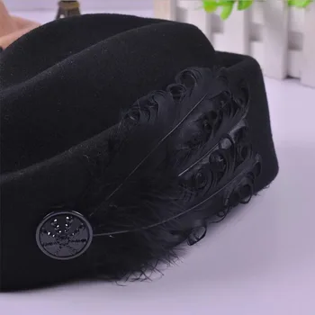 Australijskie kapelusze, eleganckie wełniane pióra cebulę drogi oddechowe stewardessy białe damskie filcu czapki formalne Lady kapelusz królewski styl DomeChapeu