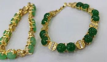 Autentyczne jadeite jade bransoletki mikro utorować 18k złoty łańcuch biżuteria z zapięciem 8 cali