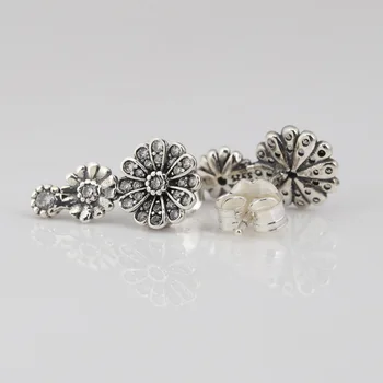 Autentyczne S925 olśniewające kolczyki stokrotki z Kryształu stadniny kolczyki dla kobiet ślub idealny Lady biżuteria