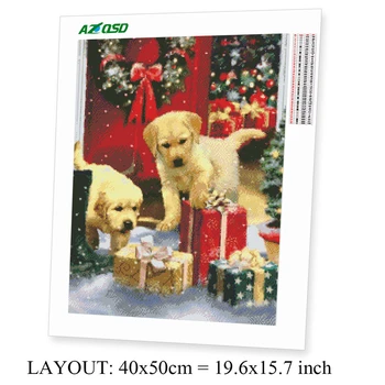 AZQSD 5D Diamond Painting Dog Ful Square Drill robótki Diamentowa haft zwierzęta cyrkonie wystrój domu handmade