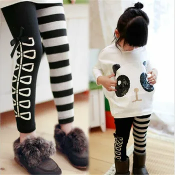 Baby Girls Sets Super Cute Panda SequinsT-shirt topy+pasiaste legginsy spodnie Sweet Girls casual Odzież