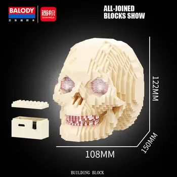 Balody 1922pcs+ Skull Mini Building Blocks Skeleton Head Model 3D Halloween Micro Diamond Bricks Toys For Children Gift blocks