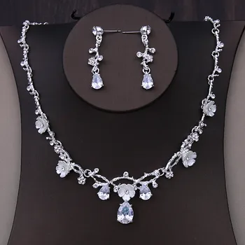 Barokowy Handmade Kryształowe Koraliki Ślubne Zestawy Biżuterii Rhinestone Korony Tiara Naszyjnik Kolczyki Ślubne Afrykańskie Koraliki Zestaw Biżuterii