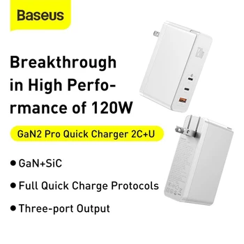 Baseus 120W GaN USB Charger QC4.0 3.0 PD3.0 szybkie ładowanie iPhone 12 pro Xiaomi US Ładowarka szybka ładowarka do laptopa tabletu