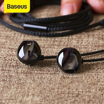 Baseus 6D słuchawki stereo douszne słuchawki przewodowe sterowanie Basowym dźwiękiem słuchawki słuchawkowe 3,5 mm