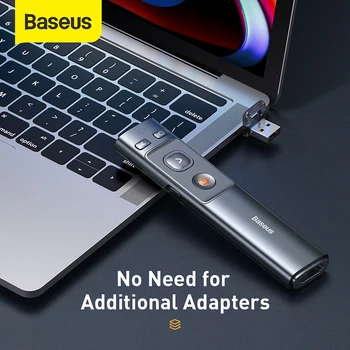Baseus Wireless Presenter Pen 2.4 Ghz USB C Adapter Handheld Remote Control Pointer Red Pen PPT Power Point Presentation Pointer