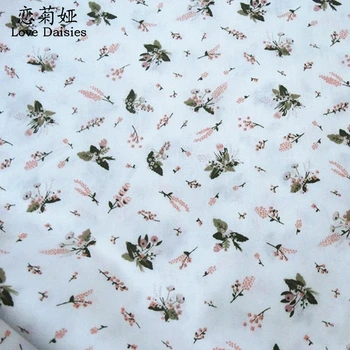 Bawełna, styl Japoński biały różowy mały kwiatowy саржевая tkaniny DIY dla dziecka, pościel ubrania sukienka patchwork rzemiosło pikówce