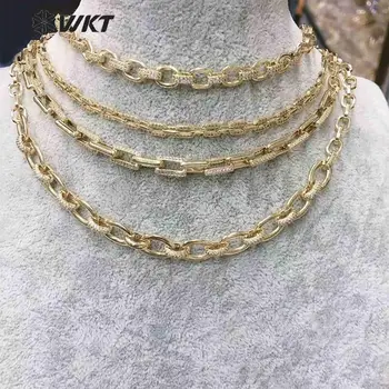 BC143 sprzedaż Hurtowa 1 metr łańcucha tanie mosiężne łańcuchy biżuteria wnioski owalne łańcuch z pełnym złota Eletroplated sześciennych Cyrkon łańcuch