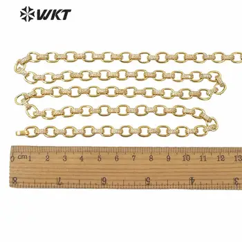 BC143 sprzedaż Hurtowa 1 metr łańcucha tanie mosiężne łańcuchy biżuteria wnioski owalne łańcuch z pełnym złota Eletroplated sześciennych Cyrkon łańcuch