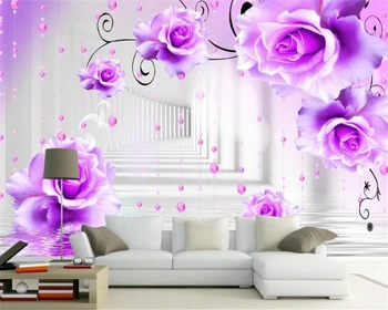 Beibehang Custom home background wall tapety 3d fashion water rose Extended space living room wall decoration tapety 3d