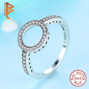 BELAWANG obecnie стерлинговое srebro próby 925 naturalny handmade biżuteria palec pierścień puste okrągłe, duże pierścienie dla kobiet Panie Bijoux