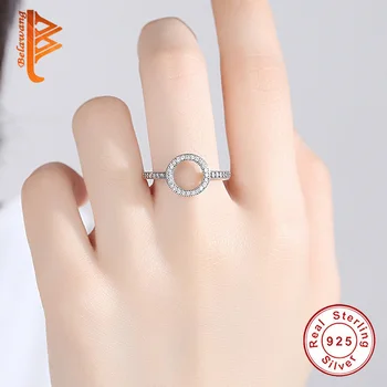 BELAWANG obecnie стерлинговое srebro próby 925 naturalny handmade biżuteria palec pierścień puste okrągłe, duże pierścienie dla kobiet Panie Bijoux