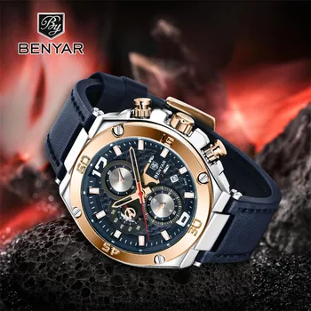 BENYAR 2020 nowe męski zegarek kwarcowy wielofunkcyjny sportowy chronograf zegarek mężczyźni top luksusowej marki zegarek kwarcowy zegarek wodoodporny zegarek męski