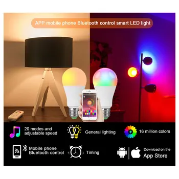 Bezprzewodowa Bluetooth Smart Bulb lampa muzyka sterowanie głosowe 15 W E27 B22 LED 16 kolorów czasomierz inteligentne lampy Dimmable IOS Android