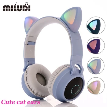 Bezprzewodowe słuchawki Bluetooth Cat ears lovely Dziewczęcej heart Pink BT028C TWS Wodoodporny Cute dla Xiaomi Huawei Iphone