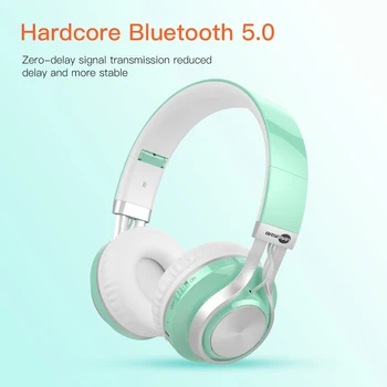 Bezprzewodowe słuchawki na ucho słuchawki Bluetooth V5.0 Foldablel 3D Bass stereo redukcja szumów mikrofon plac zestaw słuchawkowy