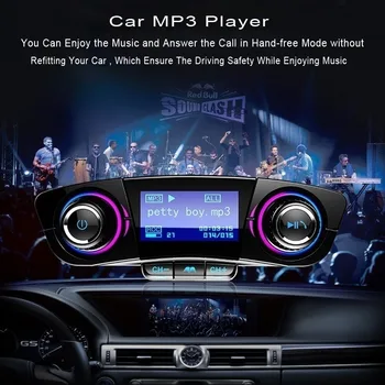 Bezprzewodowy zestaw głośnomówiący Bluetooth Połączenie USB ładowarka samochodowa FM odtwarzacz MP3 radio adapter wyświetlacz LCD karta TF zestaw
