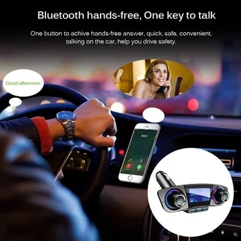 Bezprzewodowy zestaw głośnomówiący Bluetooth Połączenie USB ładowarka samochodowa FM odtwarzacz MP3 radio adapter wyświetlacz LCD karta TF zestaw