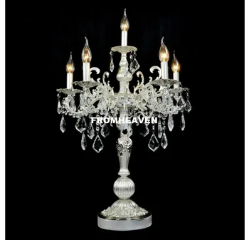Bezpłatna wysyłka Złoty/Srebrny tenis oprawa luksusowy crystal lampa stołowa z wedding канделябром do oświetlenia sypialni restauracji