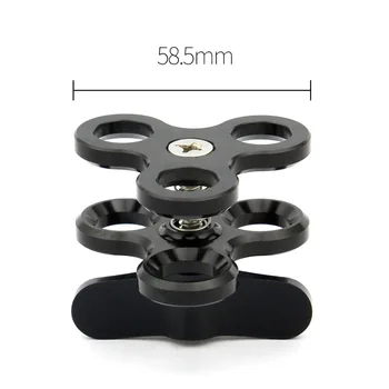 BGNING CNC Aluminum Camera Accessory Diving Ball Fixture Lights Arm Butterfly Ball Clip Triple Clamp Mount Adapter for Gopro 5 6