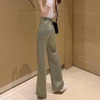 BGTEEVER eleganckie szerokie spodnie z wysokim stanem dla kobiet dorywczo kieszenie pełnometrażowy garnitur spodnie Damskie 2020 letnie spodnie damskie