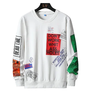 Biała bluza mężczyźni hip-hop swetry Oversize Harajuku bluza męska moda uliczna, odzież Męska bluzy plus rozmiar 8xl