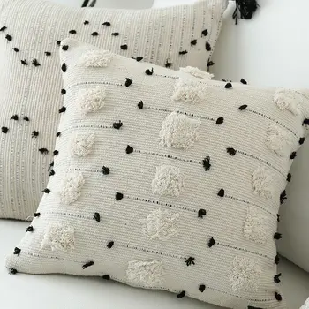 Biały czarny geometryczny poszewka Marokański styl poszewka tkaniny do dekoracji domu sofa 45x45cm/30x50cm