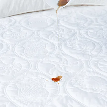 Biały kolor pikowana pikowany, wodoodporny materac ochraniacz wbudowana prześcieradło styl pokrycie materaca gruba, miękka poduszka do łóżka