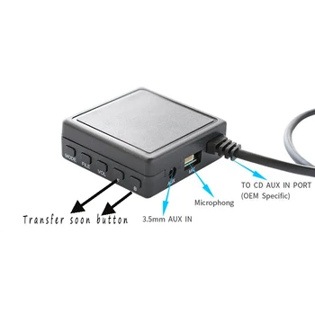 Biurlink samochodowy mikrofon wywołanie głośnomówiący Bluetooth adapter 5.0 bezprzewodowy AUX wejście USB kabel audio do Smart Fortwo 450 radio MP3