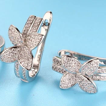 Biżuteria zestaw HUADIE z cyrkonu. Damskie kolczyki i pierścionek w kształcie motyla, dziewczyna. Costum jewellery 2021