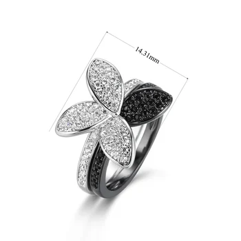 Biżuteria zestaw HUADIE z cyrkonu. Damskie kolczyki i pierścionek w kształcie motyla, dziewczyna. Costum jewellery 2021