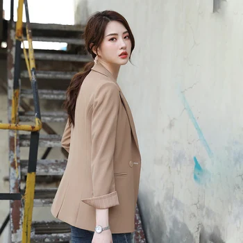 Blazer Femme kurtka z długimi rękawami koreańska wersja średniej długości biznes klasyczny kolor czarny płaszcz kobieta YR-K0010