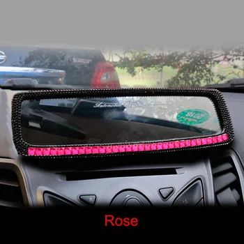 Bling Crystal Rhinestone Car Rear View Mirror Decro Universal Wide Angle Mirror Car Style Diamond Interior Kamera Wsteczna Mirrors