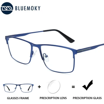 BLUEMOKY stop kwadratowych przepisane im progresywne okulary oprawki pełne krótkowzroczność optyczne okulary anty światło niebieskie okulary fotochromowe