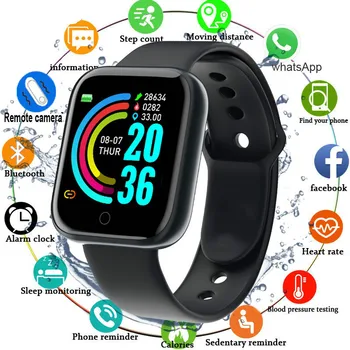Bluetooth cyfrowy inteligentny zegarek wodoodporny fitness-tracker monitor rytmu serca, ciśnienie krwi sportowe zegarek dla IOS Android