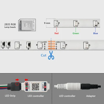 Bluetooth LED Strip RGB Led Light Tape SMD 2835 DC12V wodoodporny led 5m 10m dioda led taśma elastyczna z pilotem zdalnego sterowania Bluetooth