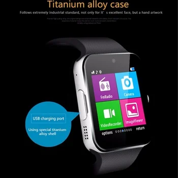 Bluetooth Smart Watch Męskie zegarki sportowe GT08 ekran dotykowy duży akumulator wsparcie TF karty Sim aparat dla IOS iPhone, Android telefon