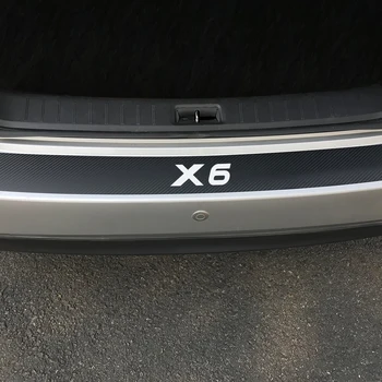BMW X5 E53 E70 F15 X3 F25 X6 F16 E71 X1 F48 E84 X2 X4 F26 X7 akcesoria do tylnego zderzaka samochodu auto bagażnika tylna płyta ochronna naklejka