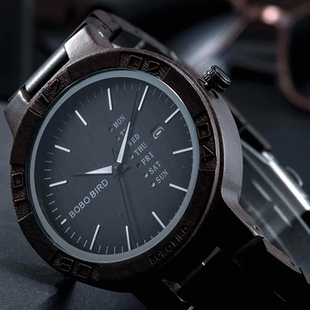 BOBO BIRD 2020 nowy projekt drewniany zegar data tydzień wyświetlacz świecące męski zegarek relogio masculino przyjąć indywidualne OEM