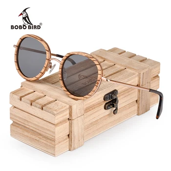 BOBO BIRD owalne okulary damskie polaryzacyjne drewniane okulary w drewniane pudełko metalowe świątynia gafas uv400 mujer W-AG027