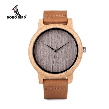BOBO BIRD WA18L10 rocznika lekkie okrągłe bambusowe, drewniane, kwarcowe zegarki ze skórzanymi paskami dla kobiet męskie zegarki top marki design
