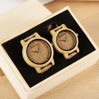 Bobo ptak prosta konstrukcja para zegar drewniany zegarek Mężczyźni Kobiety indywidualne tekst na pudełku miłośników prezent na rocznicę prezenty świąteczne